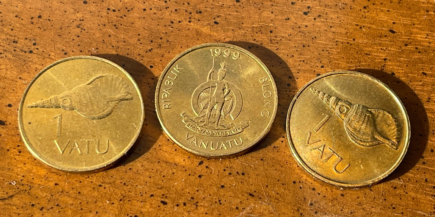 Triton Shell Trumpet 1 Vatu Vanuatu Authentic Coin Money for Jewelry and Craft Making (Horagai) (Sangu) (Pūtātara)