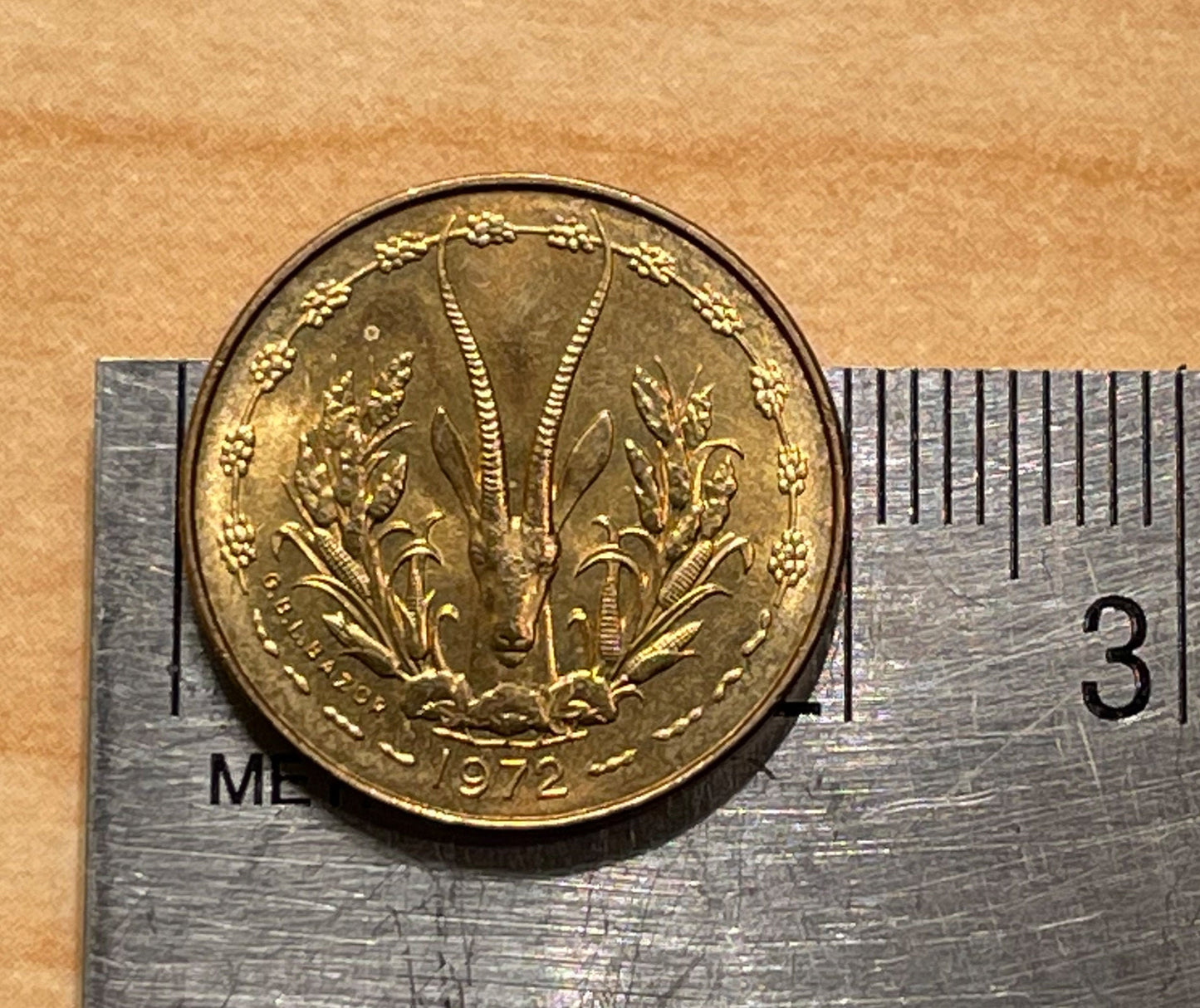 Dama Gazelle 5 CFA Francs & Akan Sawfish Goldweight West African States Authentic Coin Money 5 Francs for Jewelry and Craft Making