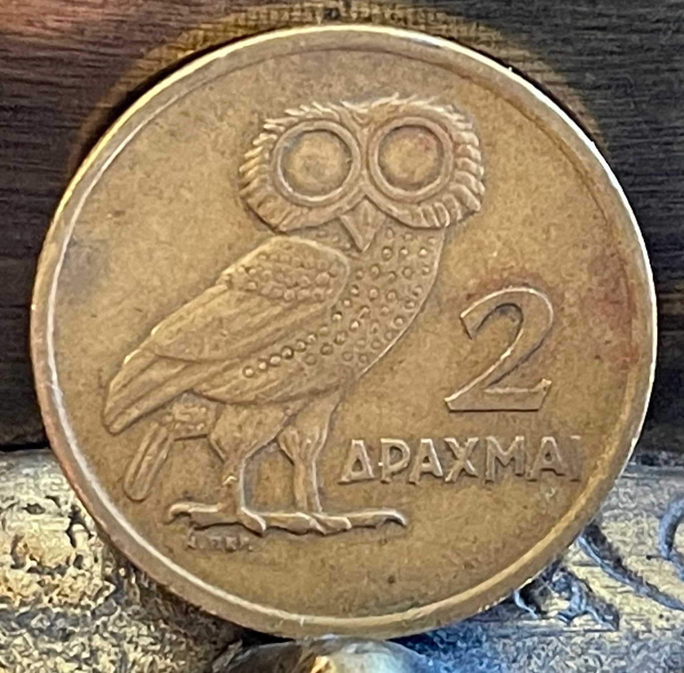 Owl of Athena & Phoenix Greek Authentic Coin Money 2 Drachmai for Jewelry and Craft Making