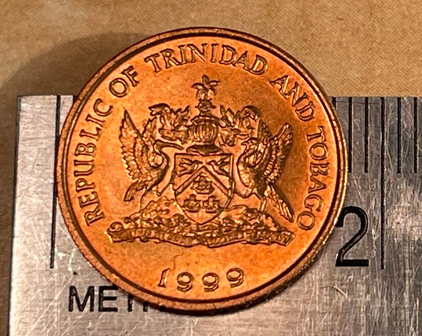 Hummingbird in flight Trinidad Tobago One Cent Authentic copper Coin - Money for Jewelry and Craft Making - drilled coin - Coin charm
