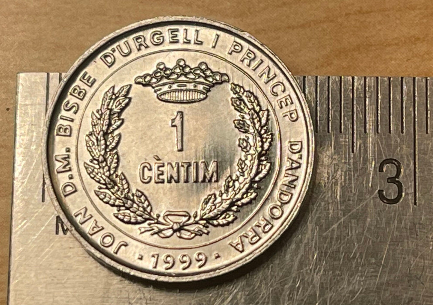 Virgo Angel Carrying Wheat Andorra Authentic Coin 1 Centime Coin Money for Jewelry and Craft Making 1999