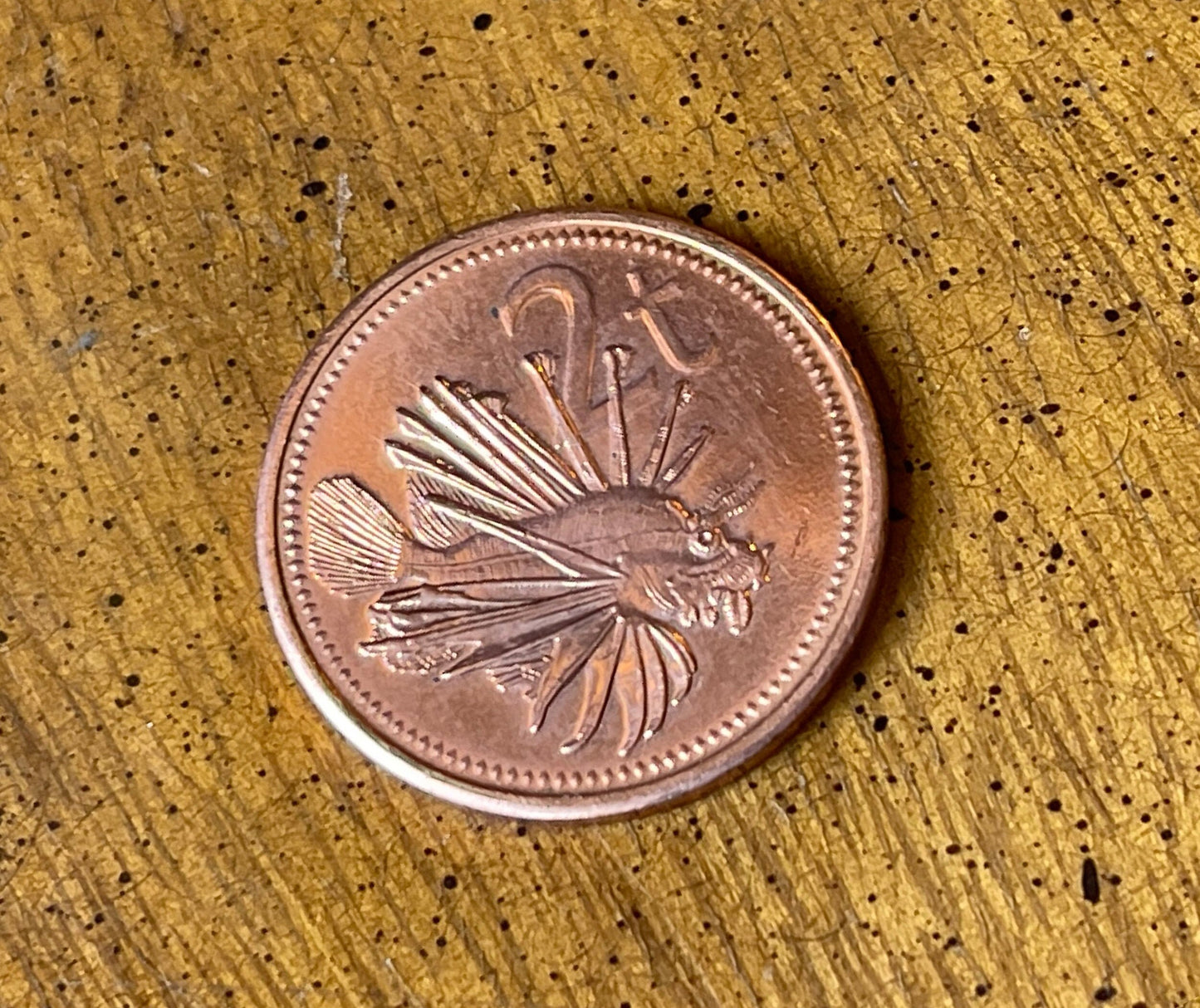 Paradise Bird & Lion Fish Papua New Guinea Authentic Coin Money 2 Toea for Jewelry and Craft Making