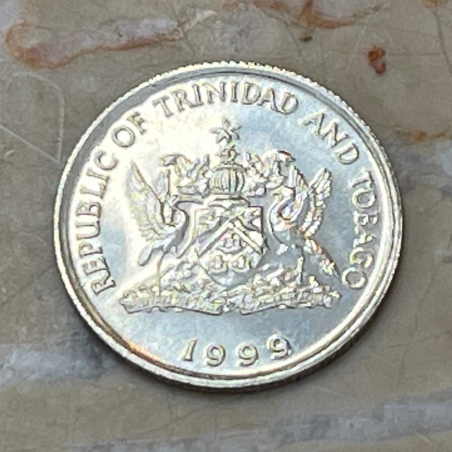 Flaming Hibiscus Trinidad & Tobago Authentic 10 Cent Coin Money for Jewelry and Craft Making