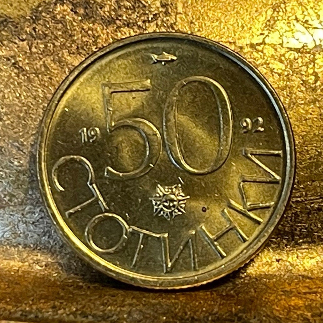 Ancient Lion 50 Stotinki Bulgaria Sculpture Authentic Coin Money for Jewelry and Craft Making