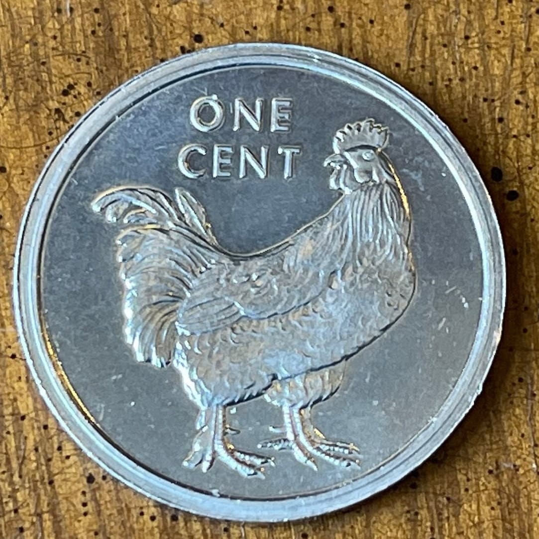 Wild Rooster 1 Cent Cook Islands Authentic Coin Money for Jewelry and Craft Making (Wild Chicken)
