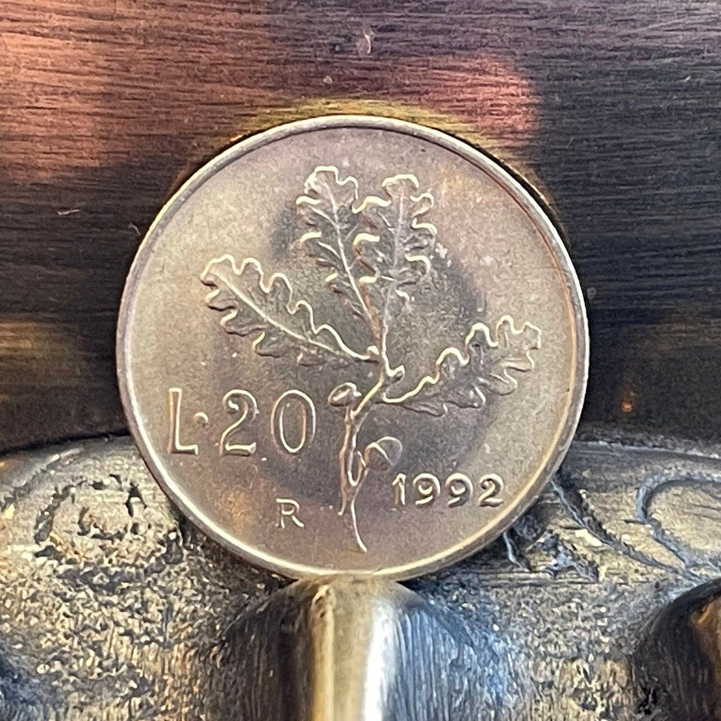 Goddess Ceres & Oak Branch Italy 20 Lire Authentic Coin Money for Jewelry and Craft Making