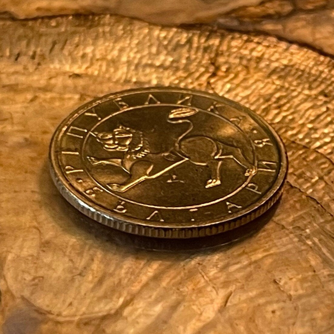 Ancient Lion 50 Stotinki Bulgaria Sculpture Authentic Coin Money for Jewelry and Craft Making