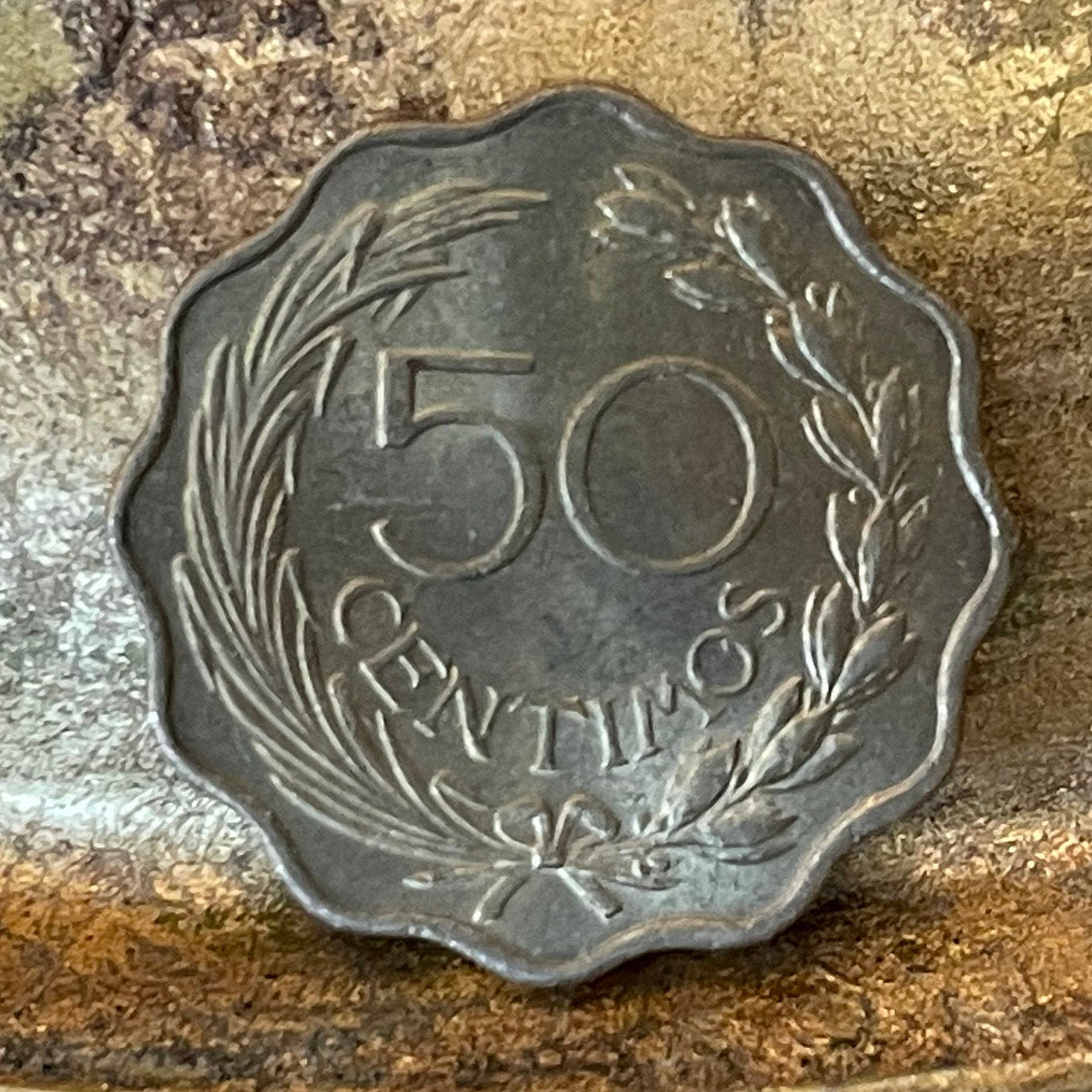 Lion Paraguay 50 Centimos Authentic 1953 Coin Money for Jewelry and Craft Making