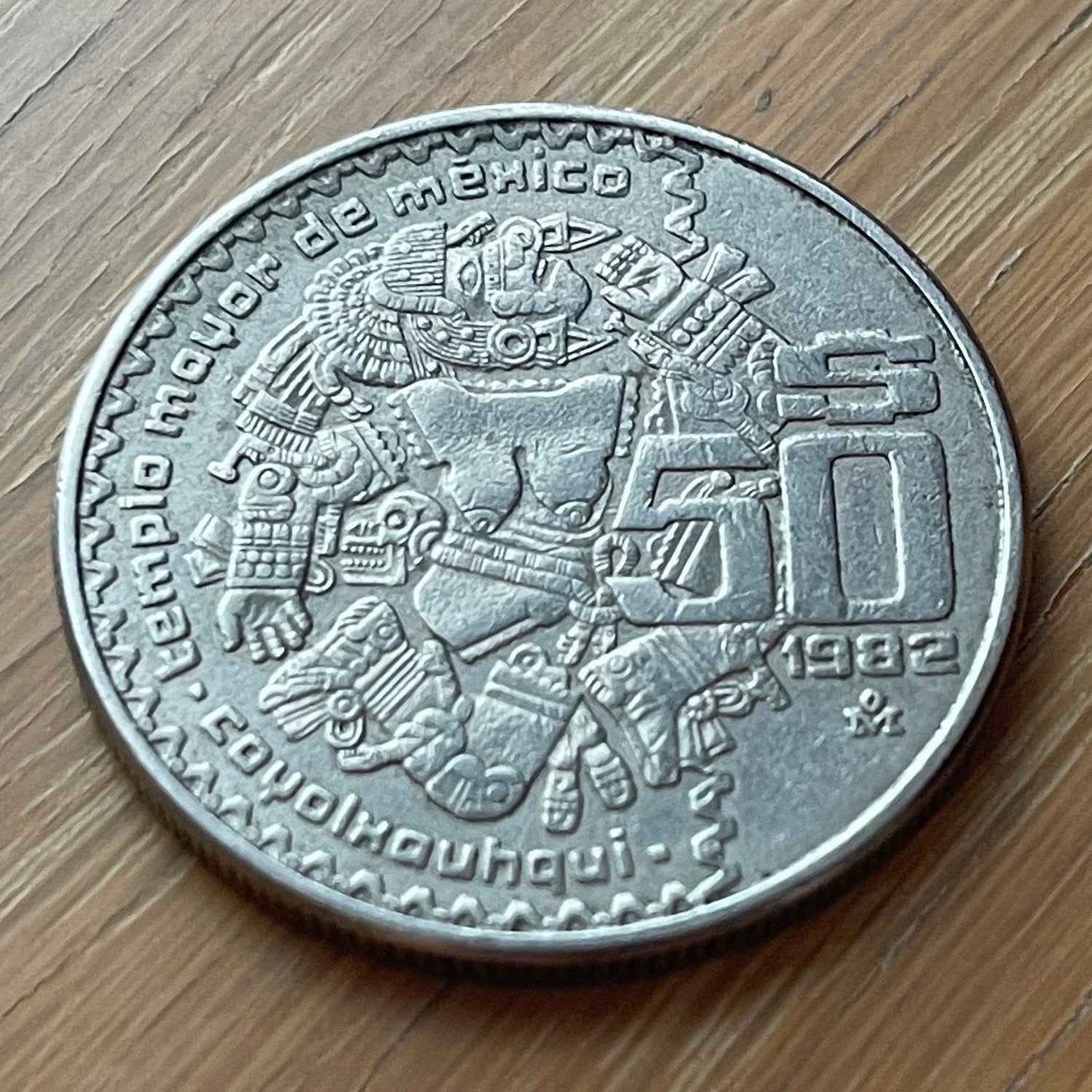 Moon Goddess & Eagle w/Snake 50 Pesos Mexico Authentic Large Coin Money for Jewelry and Craft Making
