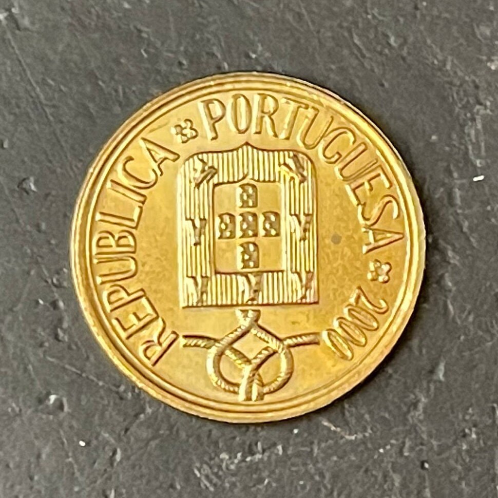 Stained Glass Window 1 Escudo Portugal Authentic Coin Money for Jewelry and Craft Making