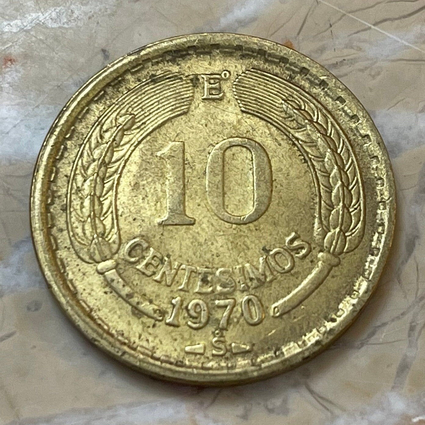 Andean Condor 10 Centesimos Chile Authentic Coin Money for Jewelry and Craft Making