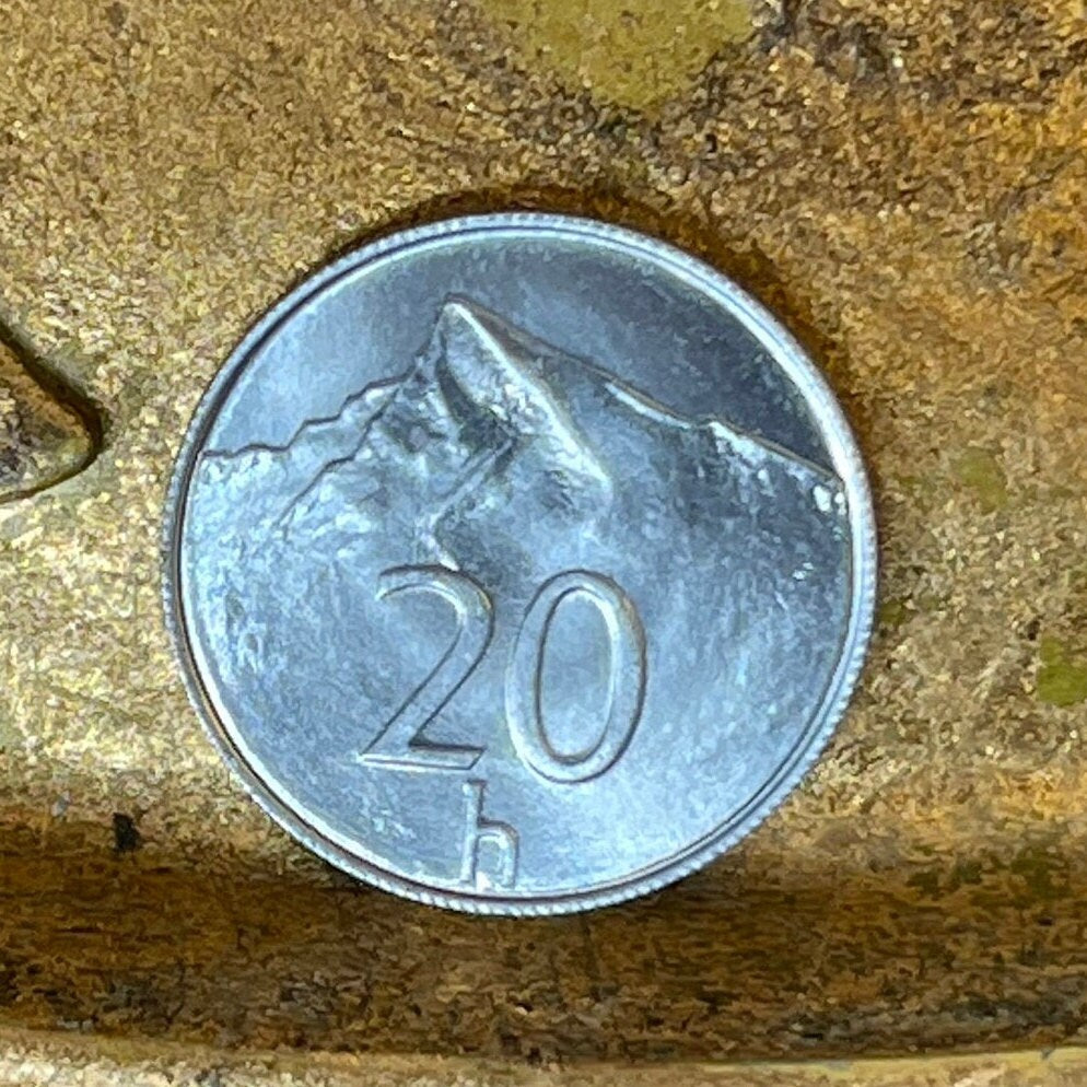 Krivan Mountain Slovak Republic 20 Halierov Authentic Coin Money for Jewelry and Craft Making (Hiking, Mountaineering)