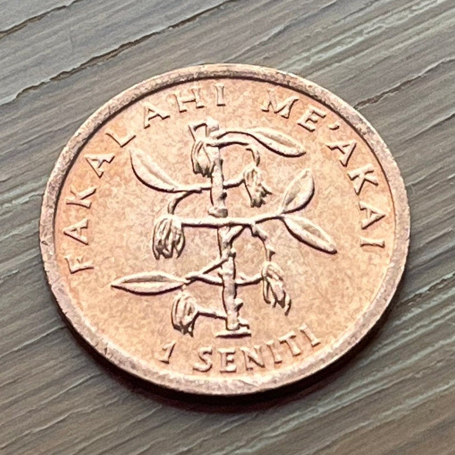 Ear of Corn & Vanilla Plant "Grow More Food" 1 Seniti Tonga Authentic Coin Money for Jewelry and Craft Making (World Food Day)