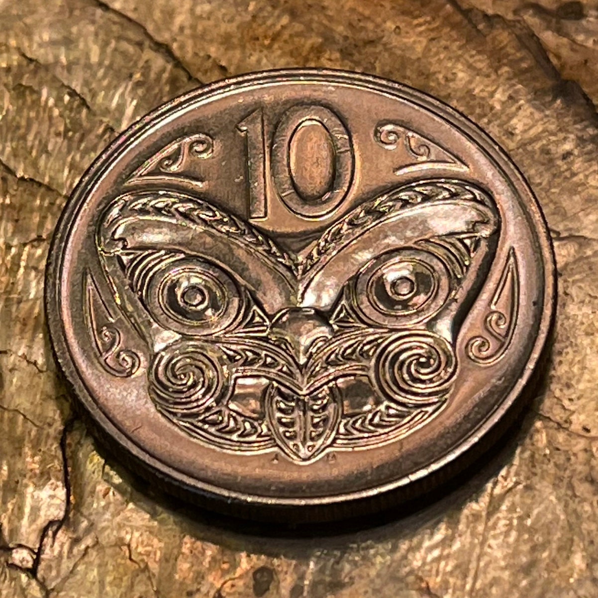 Maori Ancestor-Mask Koruru 10 Cents New Zealand Authentic Coin Money for Jewelry and Craft Making