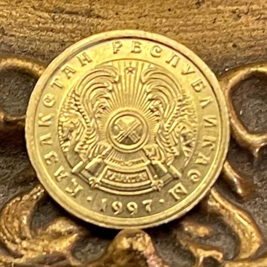 Tulpar Winged Horses 1 Tenge Kazakhstan Authentic Coin Money for Jewelry and Craft Making