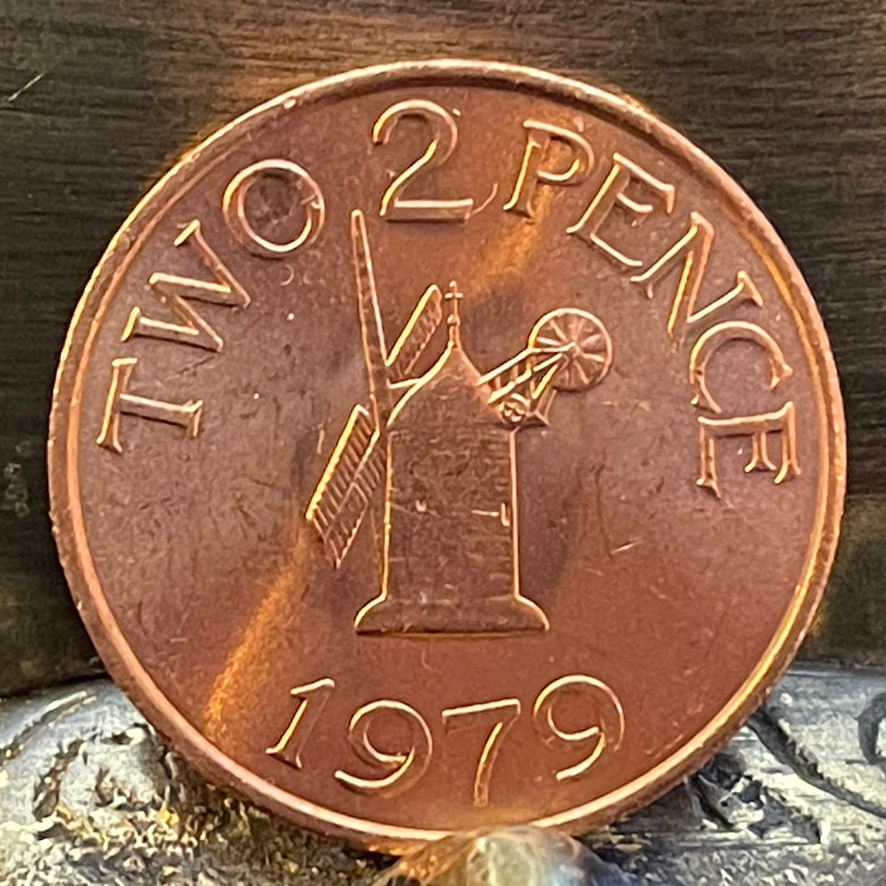Sark Windmill 2 Pence Guernsey Authentic Coin Money for Jewelry and Craft Making