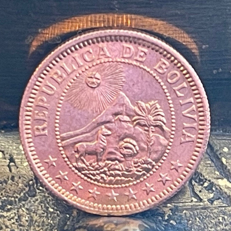 Cerro Rico de Potosi 1 Boliviano Authentic Bolivia Coin Money for Jewelry and Craft Making (Mountain that Eats Men)