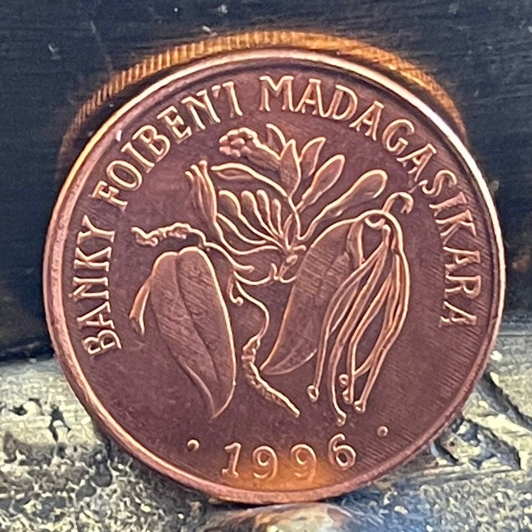 Zebu and Vanilla 10 Francs Madagascar Authentic Coin Money for Jewelry and Craft Making (2 Ariary) (Omby)