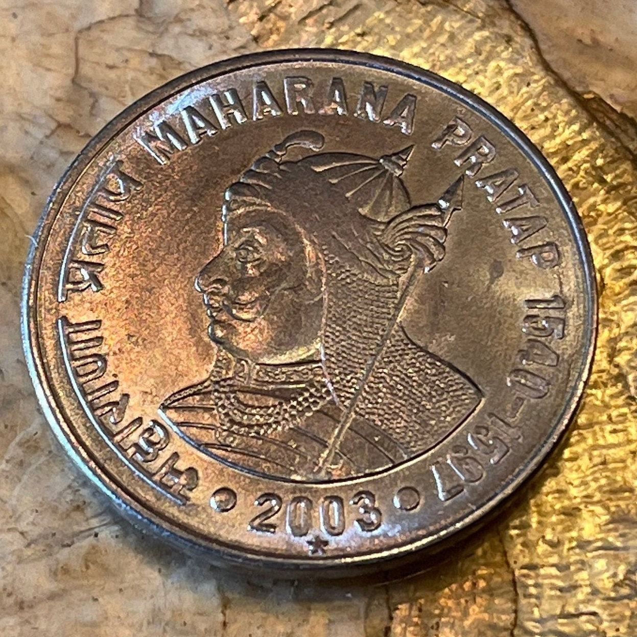 Maharana Pratap & Ashoka Lion Capitol 1 Rupee India Rajasthan Authentic Coin Money for Jewelry and Craft Making (Pratap Singh I)