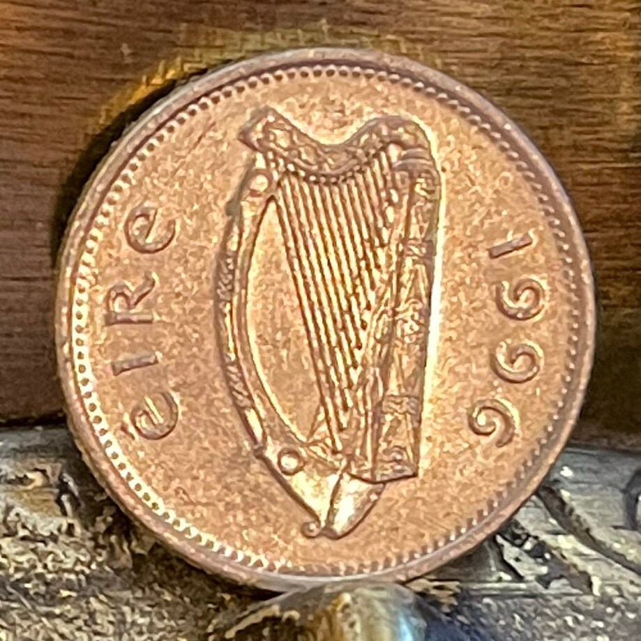 Atlantic Salmon & Harp 10 Pence Ireland Authentic Coin Money for Jewelry and Craft Making