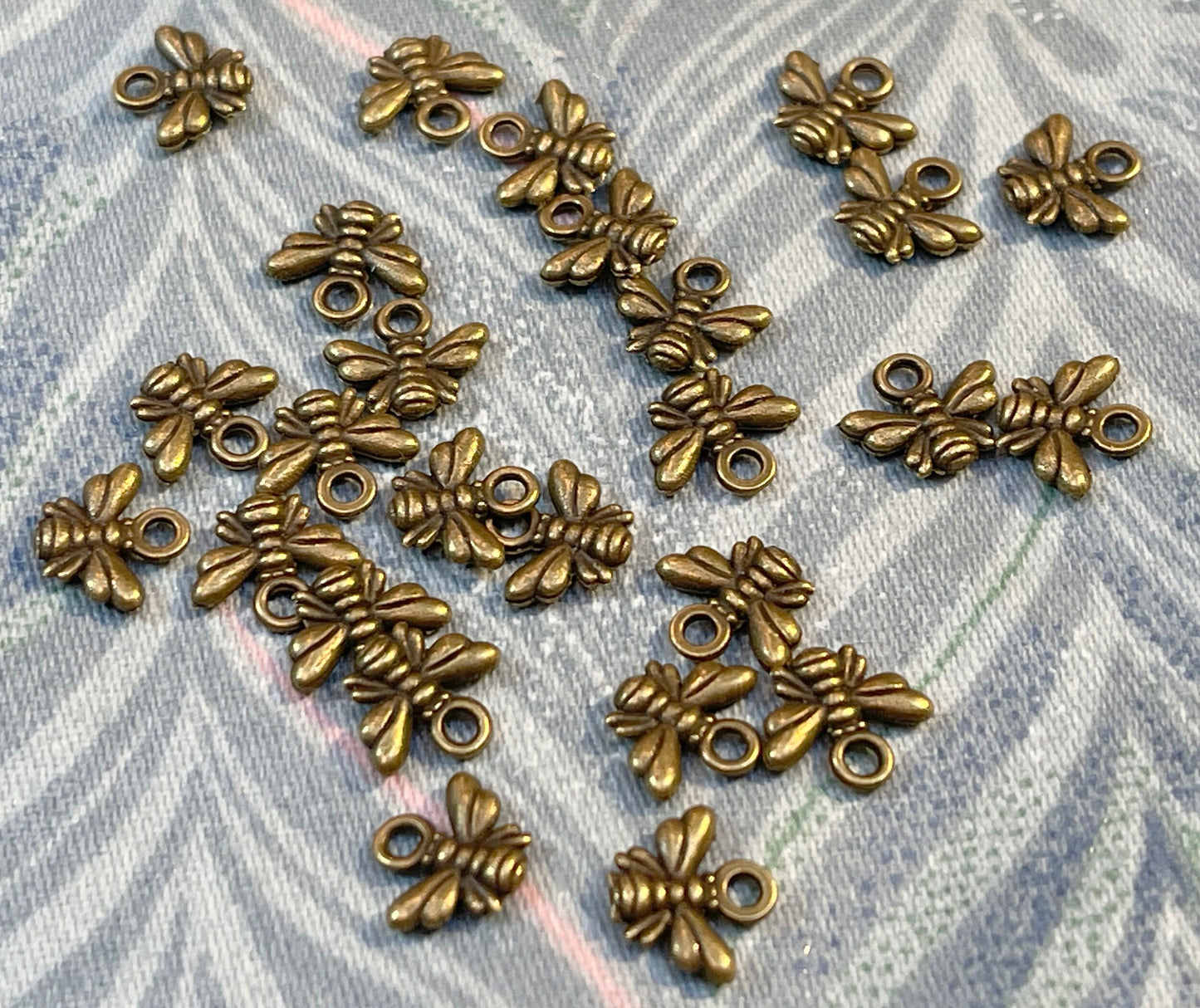 Tiny Bee Charms choice of 2, 6 or 12 - Silver and Bronze tone Honey Bees - Tibetan Silver Charm for jewelry - 10x11mm - solid 3D charm