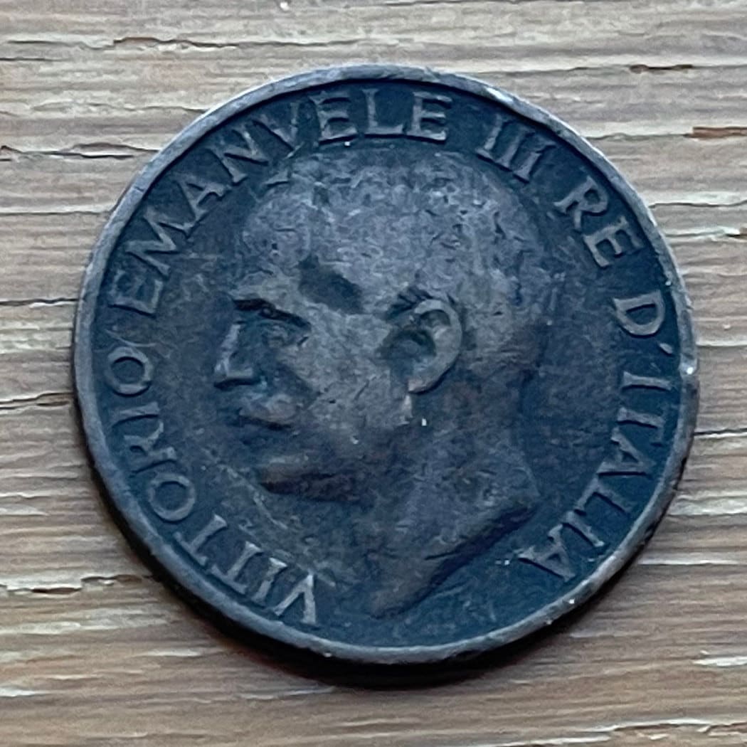 Italian Honeybee & King Victor Emanuel 10 Centesimi Italy Coin Money for Jewelry -- Condition is FAIR