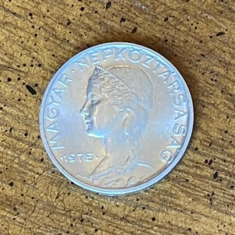 Maiden with Párta Headdress 5 Filler Hungary Authentic Coin Money for Jewelry and Craft Making