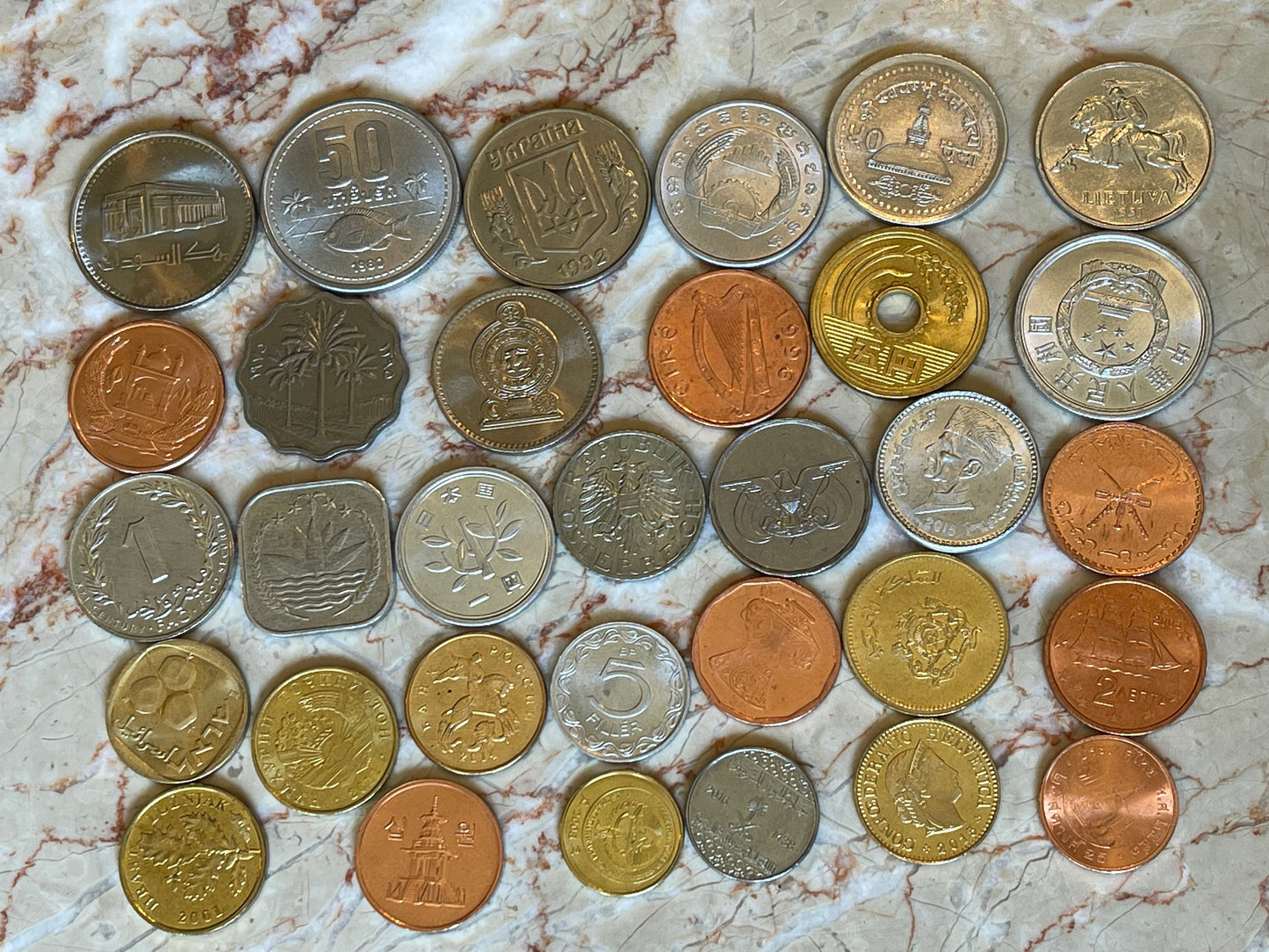 Guessing Game Set of 33 Coins: Challenge Friends to be Fastest to Identify 33 Hard-to-Read Coins, through Speedy Smart-Phone Research