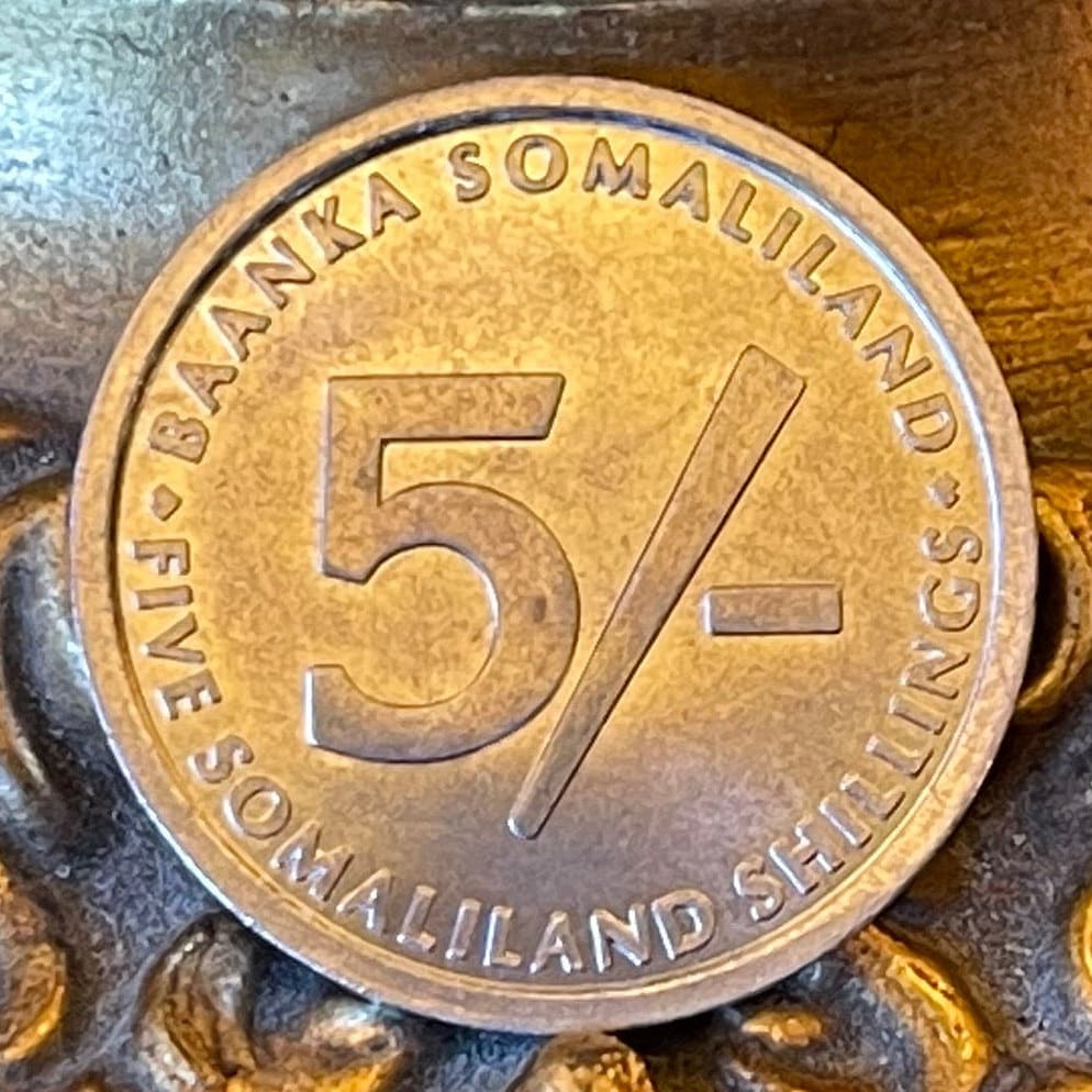 Elephant with Baby 5 Shillings Somaliland Authentic Coin Money for Jewelry and Craft Making