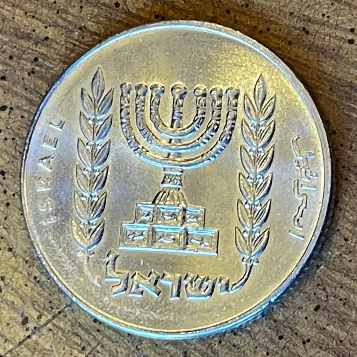 Menorah and Olive Branches 1/2 Lira Israel Authentic Coin Money for Jewelry and Craft Making