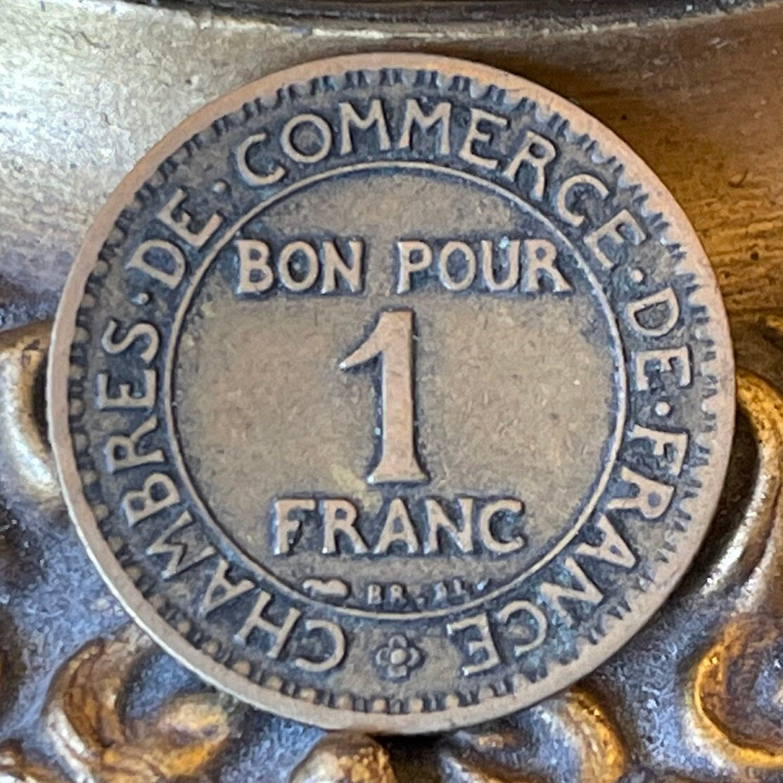 Mercury God of Commerce and Industry & Liberté, Égalité, Fraternité 1 Franc France Authentic Coin Money for Jewelry (Luck in Business)