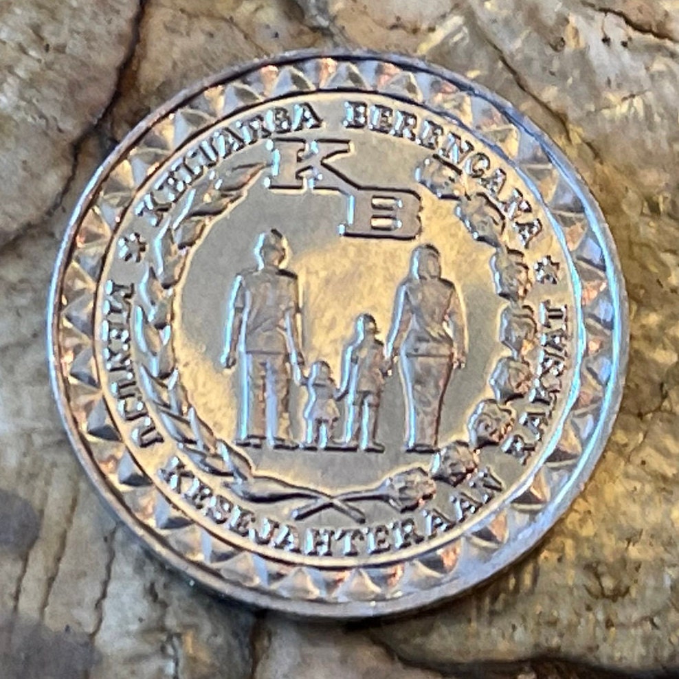Perfect Family Two Children Are Enough Campaign 5 Rupiah Indonesia Authentic Coin Money for Jewelry and Craft Making (Family Planning)