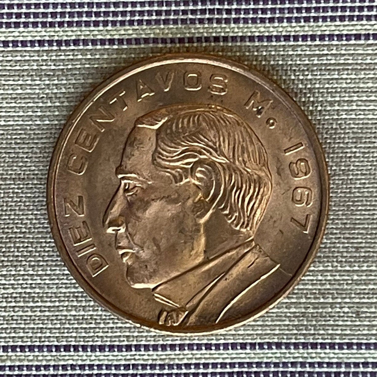 Benito Juárez & Eagle with Snake 10 Centavos Mexico Authentic Coin Money for Jewelry and Craft Making