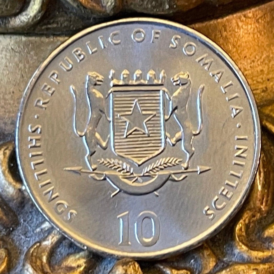 Year of the Pig Chinese Zodiac 10 Shillings Somalia Authentic Coin Money for Jewelry and Craft Making (2000)
