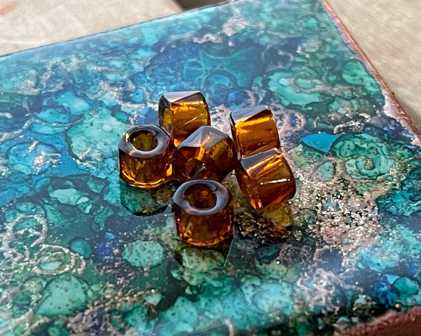 6mm Czech glass roller beads, choose color or mixed, honey, aqua, gold (lot of 20), fire polished crystal, large hole