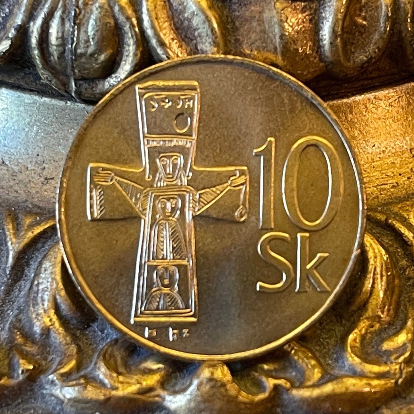 Three Marys Cross of Great Moravia 10 Korún Slovak Republic Authentic Coin Money for Jewelry and Crafts (Virgin Mary) (Easter)