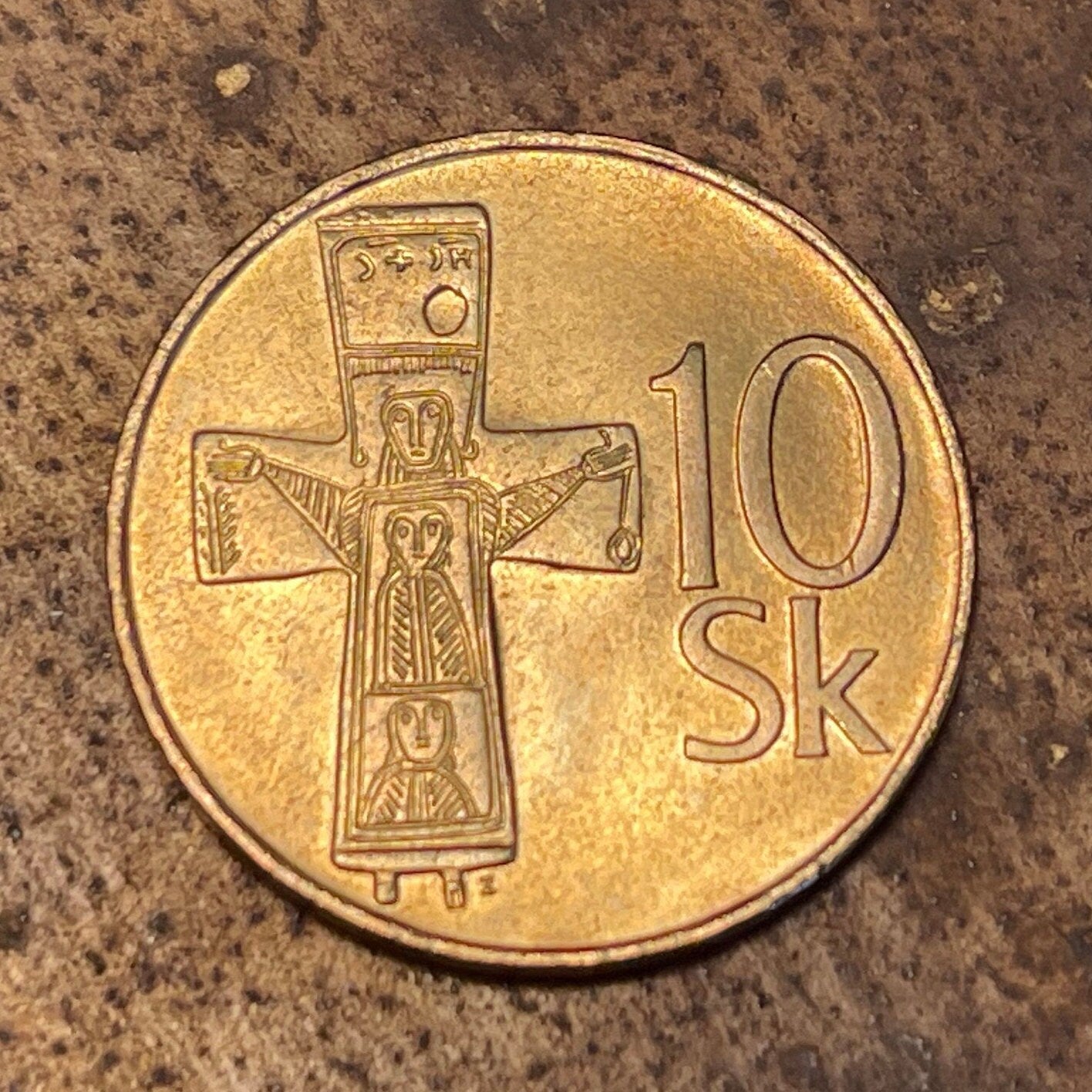 Three Marys Cross of Great Moravia 10 Korún Slovak Republic Authentic Coin Money for Jewelry and Crafts (Virgin Mary) (Easter)