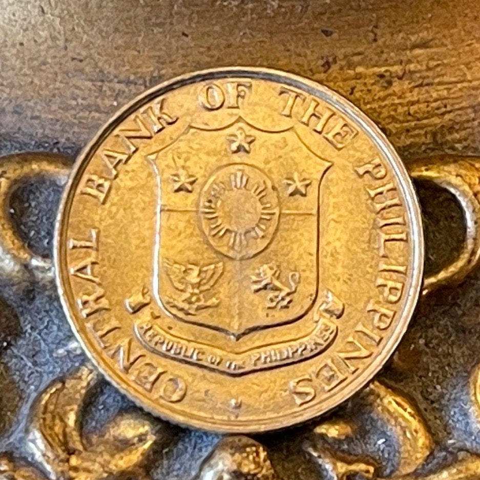 Lady Liberty Hammering Anvil at Mayon Volcano 10 Centavos Philippines Authentic Coin Money for Jewelry and Craft Making (Colonialism)