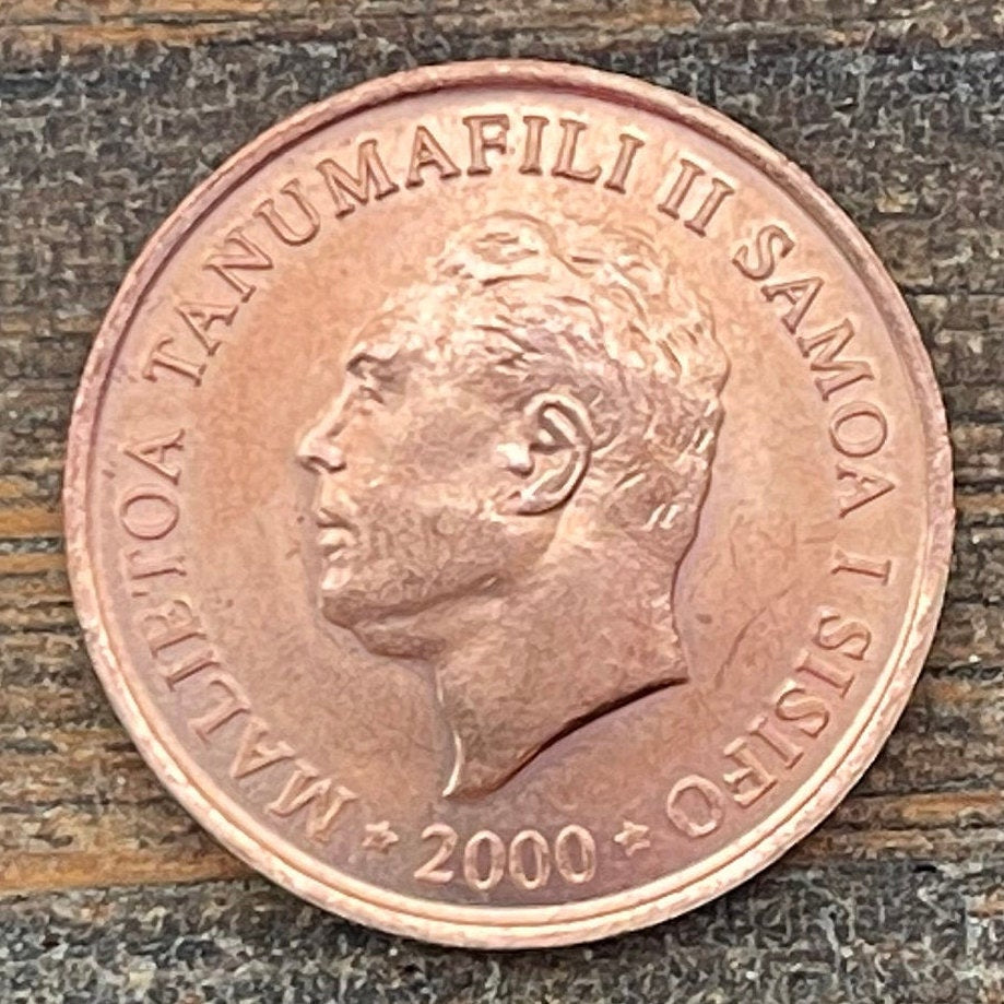 President Malietoa Tanumafili II & Southern Cross Constellation ("Crux") 2 Sene Western Samoa Authentic Coin Money for Jewelry (FAO) (Stars)
