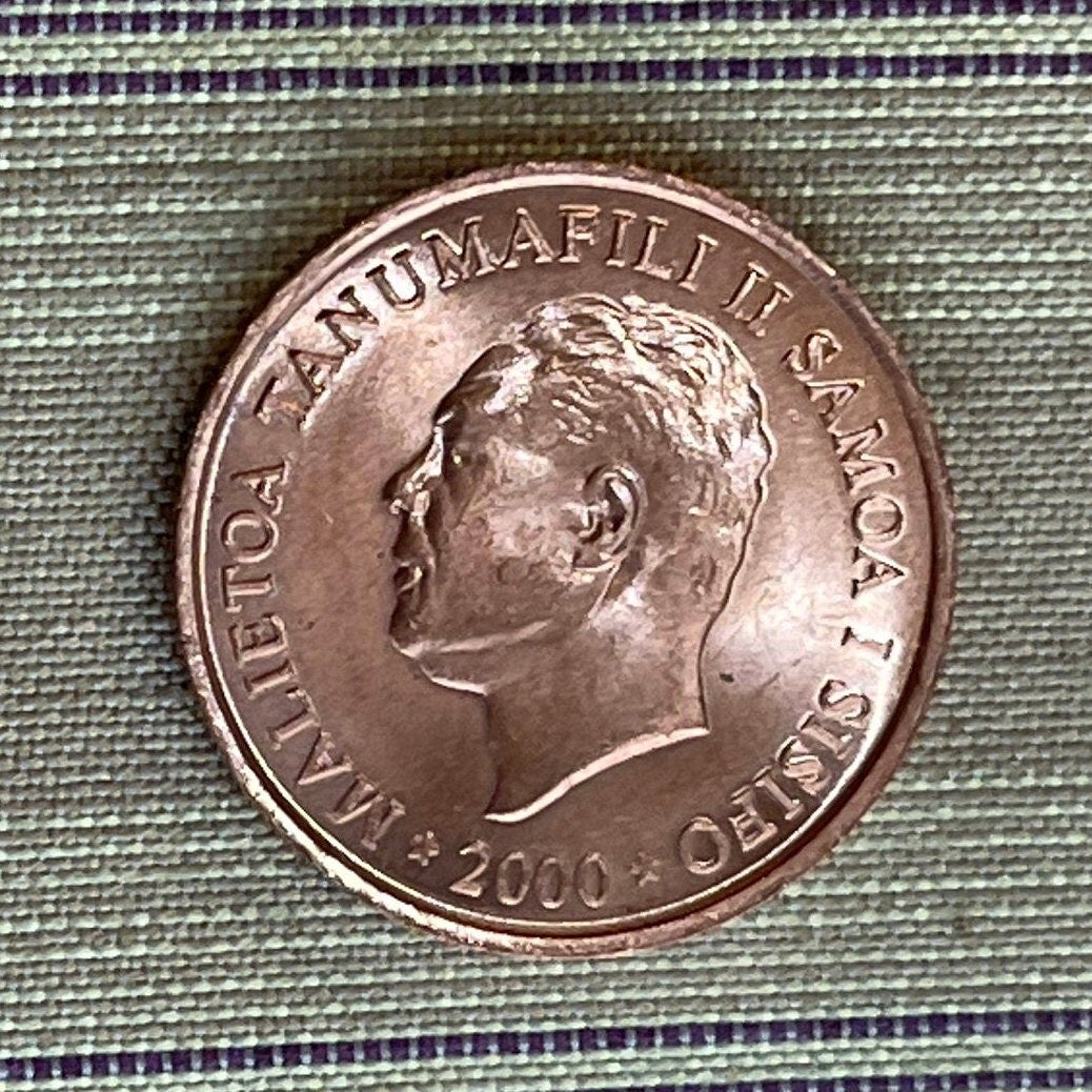 President Malietoa Tanumafili II & Southern Cross Constellation ("Crux") 2 Sene Western Samoa Authentic Coin Money for Jewelry (FAO) (Stars)