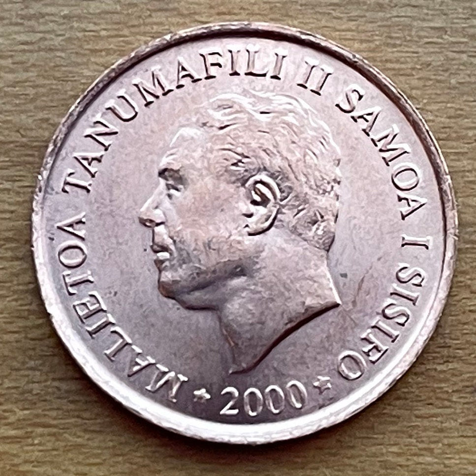 President Malietoa Tanumafili II & Southern Cross Constellation ("Crux") 2 Sene Western Samoa Authentic Coin Money for Jewelry (FAO) (Stars)