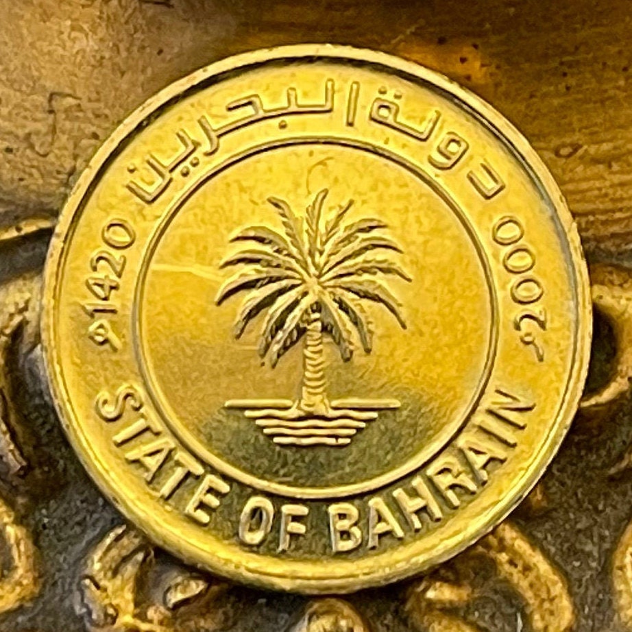 Garden of Eden Date Palm 10 Fils Bahrain Authentic Coin Money for Jewelry (Dilmun) (Paradise) (Adam and Eve) (Million Palms) (Creation)