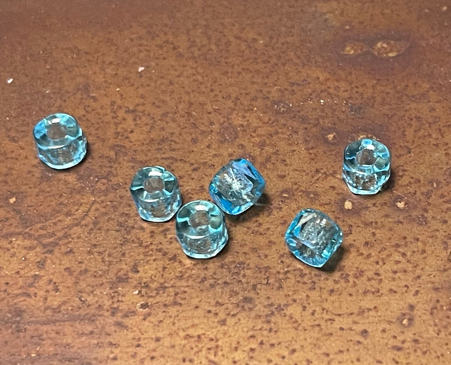 6mm Czech glass roller beads, choose color or mixed, honey, aqua, gold (lot of 20), fire polished crystal, large hole