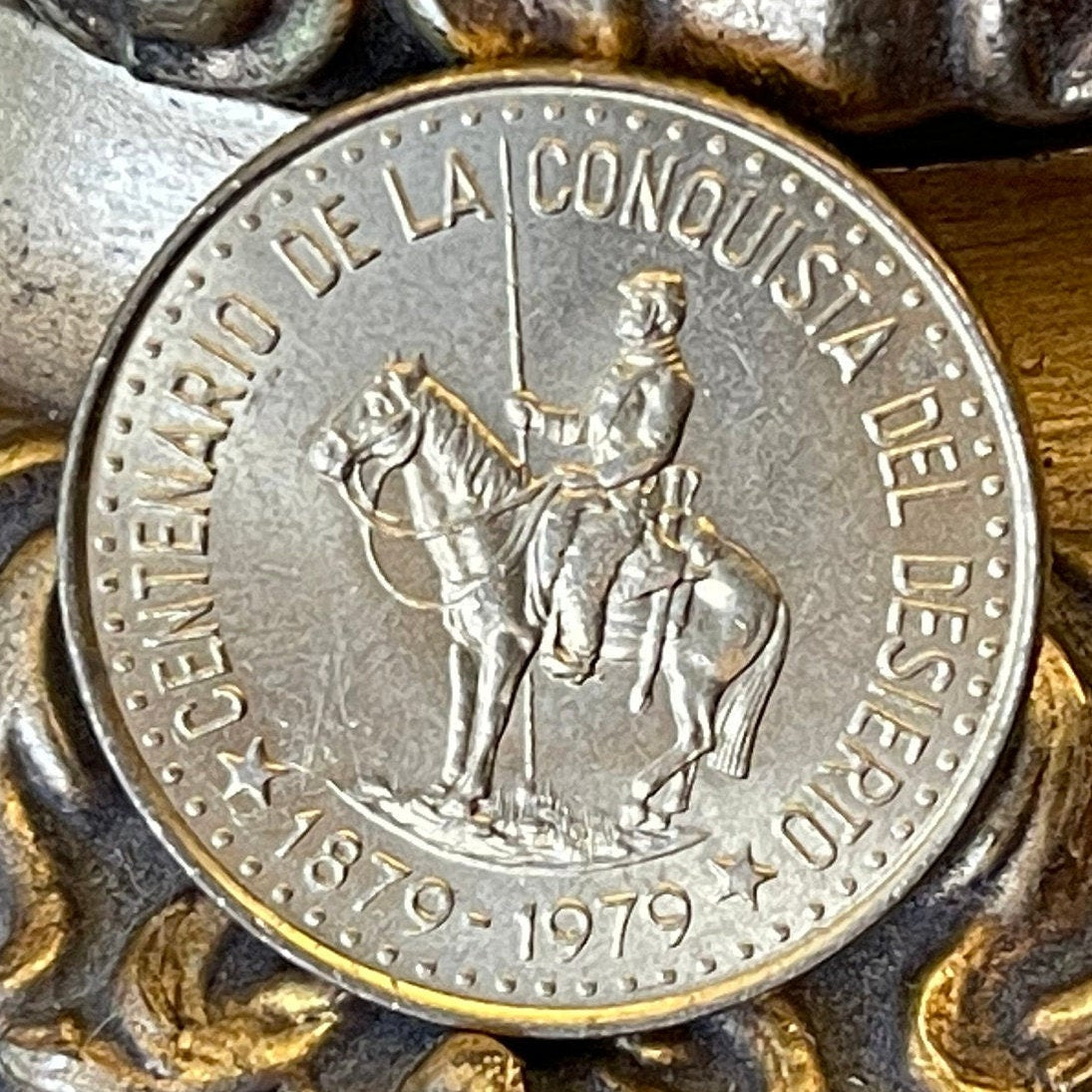 Cavalry Rider Conquest of Patagonia Desert 50 Pesos Argentina Authentic Coin Money for Jewelry (1979) (Desert Conquest) (Horseback)