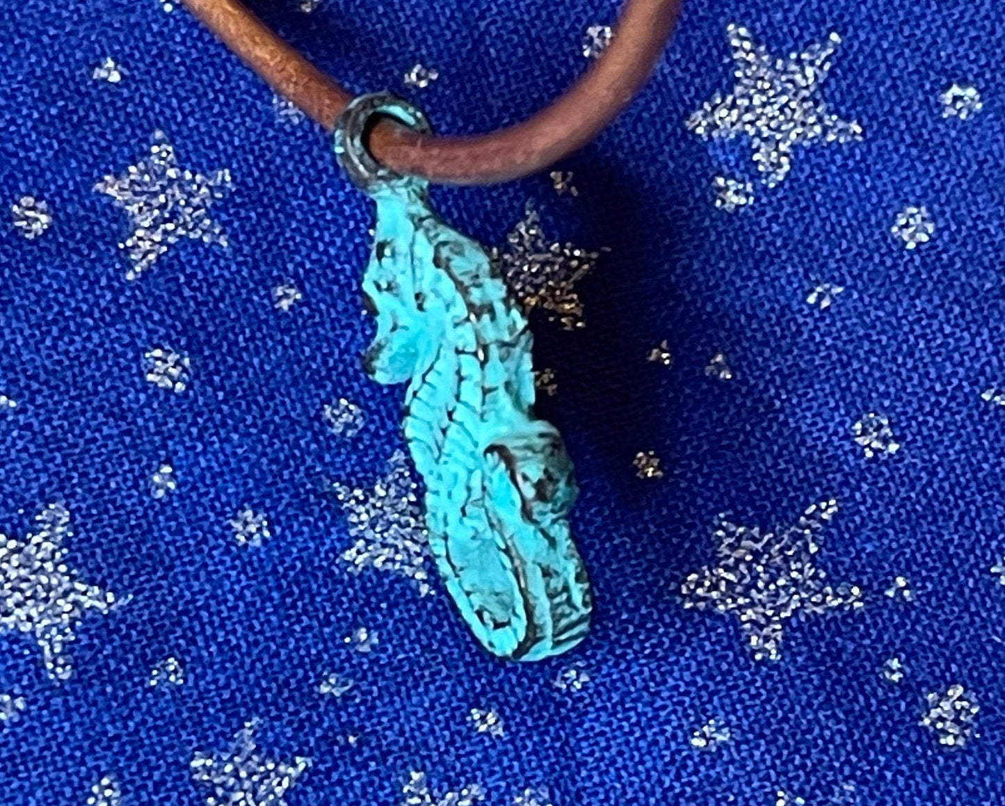 Seahorse copper charm or pendant (3D) –choose 1, 3 or 6 – green patina PREMIUM quality from Mykonos island, Greece – beach nautical sea life