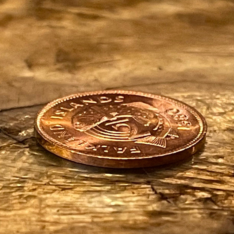 Salmon 1/2 Cent Falkland Islands Authentic Coin Money for Jewelry and Craft Making