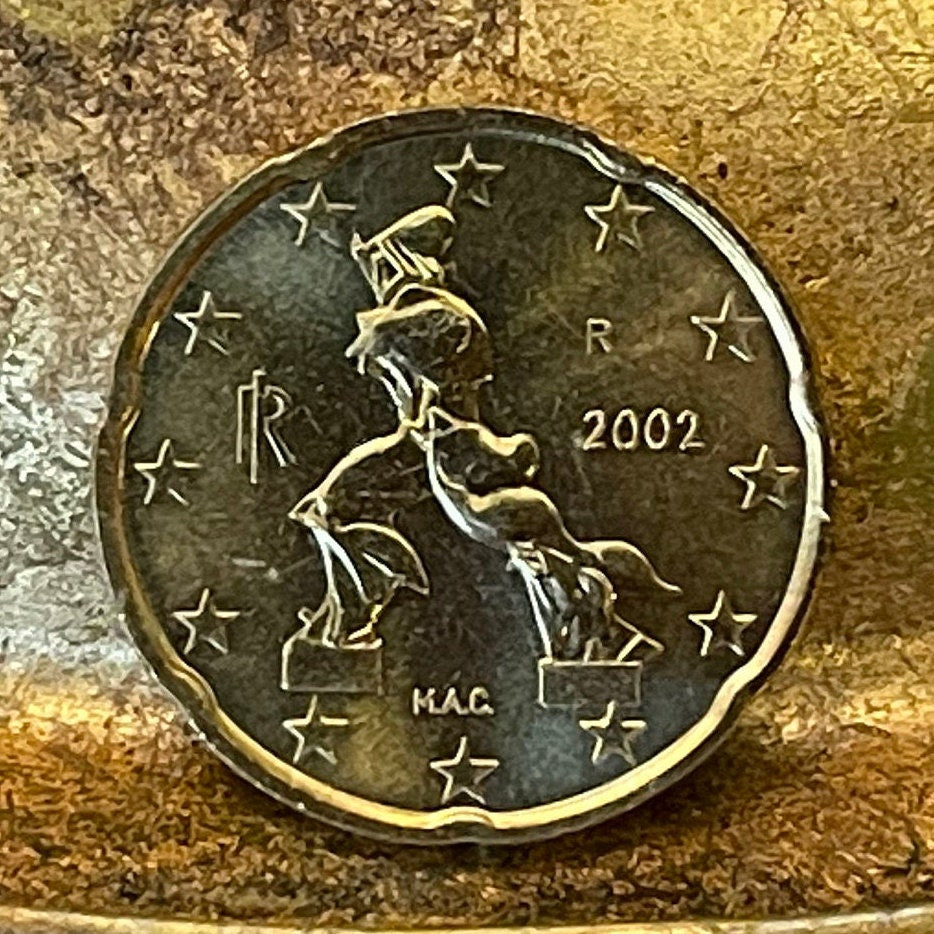 Futurist Sculpture "Unique Forms of Continuity in Space" 20 Euro Cents Italy Authentic Coin Money for Jewelry (Umberto Boccioni) (Marinetti)