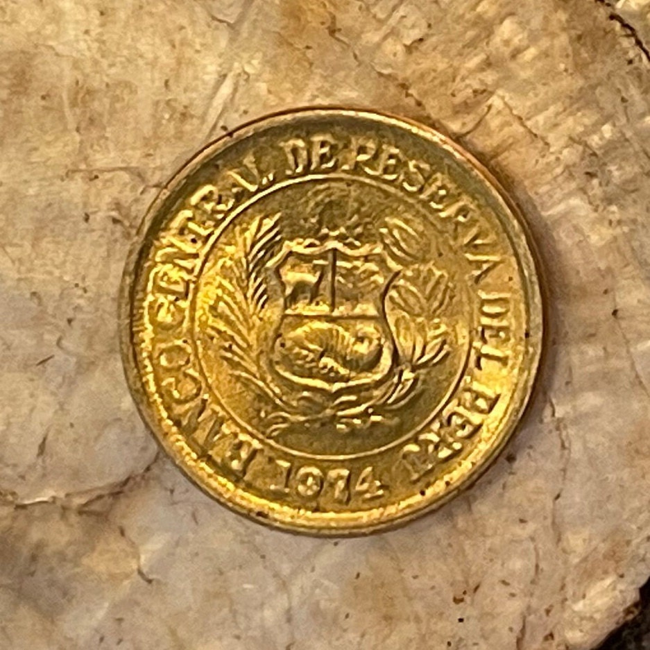 Cinchona Quinine Flower 5 Centavos Peru Authentic Coin Money for Jewelry (Malaria) (Medicinal) (Get Well Soon) (Curative) (Tonic Water)