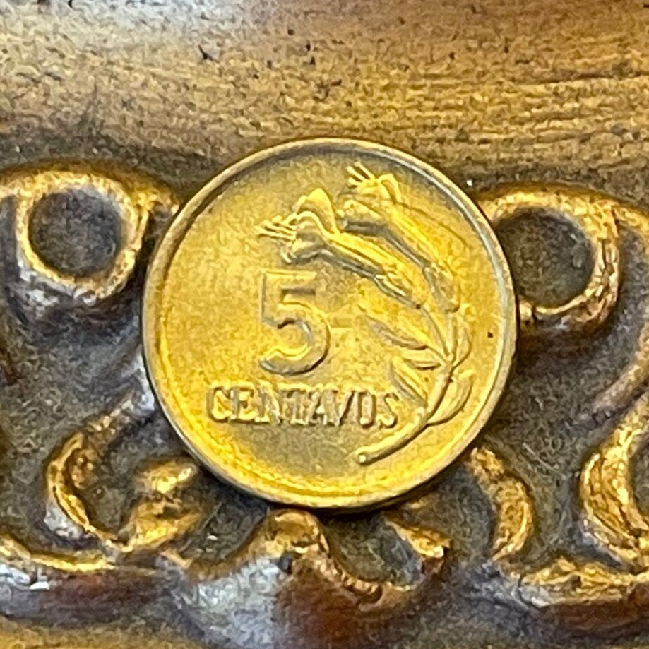 Cinchona Quinine Flower 5 Centavos Peru Authentic Coin Money for Jewelry (Malaria) (Medicinal) (Get Well Soon) (Curative) (Tonic Water)