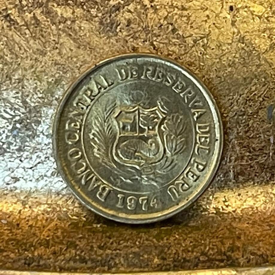 Cinchona Quinine Flower 5 Centavos Peru Authentic Coin Money for Jewelry (Malaria) (Medicinal) (Get Well Soon) (Curative) (Tonic Water)